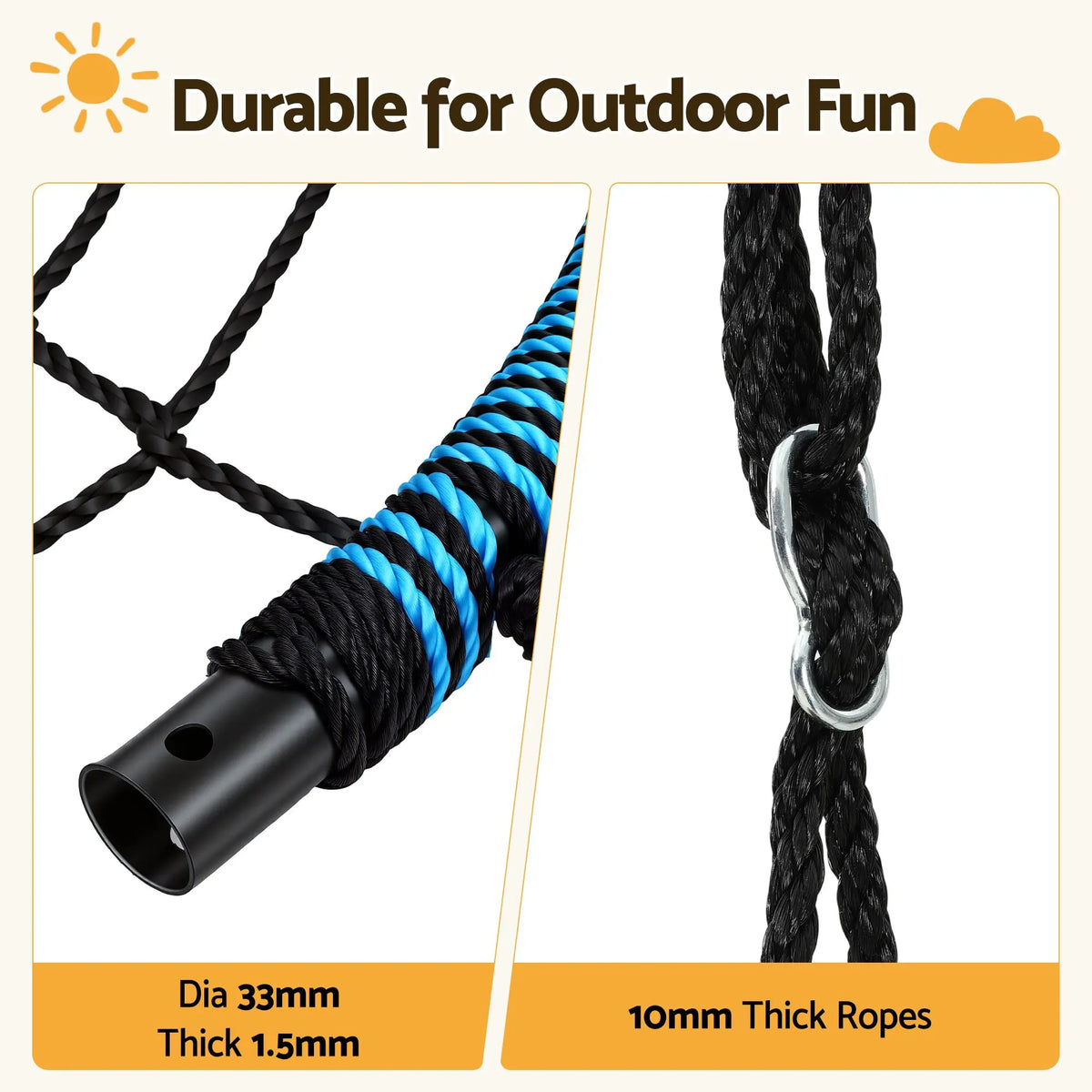 Gardeon Tree Swing Net Hammock 98.5cm for Backyard Porch Outside Playground - Image 5