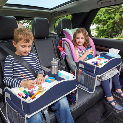 Keezi Kids Travel Tray Car Seat Lap Desk Portable Car Desk Organiser for Car & Airplane Blue - Image 9