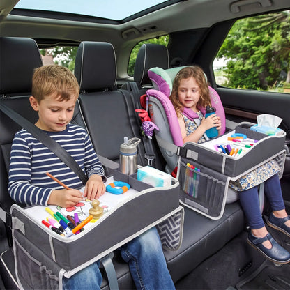 Keezi Kids Travel Tray Car Seat Lap Desk Portable Car Desk Organiser for Car & Airplane Grey - Image 9