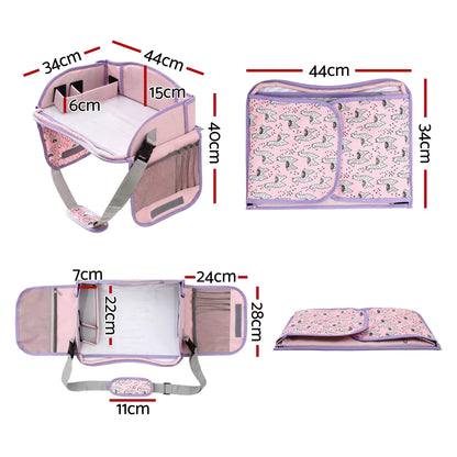 Keezi Kids Travel Tray Car Seat Lap Desk Portable Car Desk Organiser for Car & Airplane Pink - Image 2