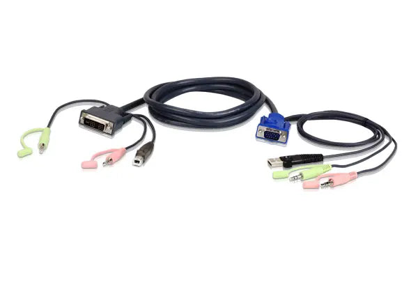 Aten KVM Cable 3m with VGA, USB  Audio to DVI-I (Single Link), USB  Audio - KVM Switch  Video