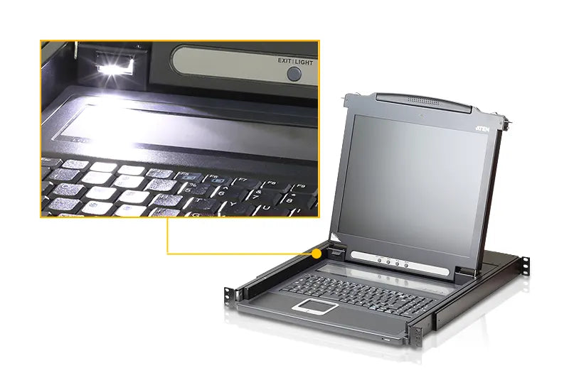 Aten Rackmount Single Rail LCD Console VGA PS/2-USB w/ 17' LCD Display, 1x Custom KVM Cable Inclu... - Image 4