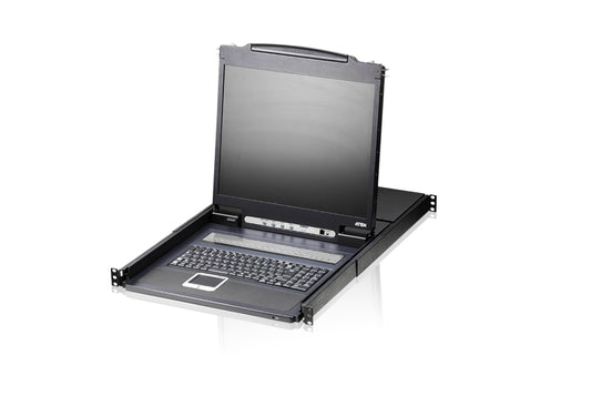 Aten Rackmount KVM Switch 8 Port VGA PS/2-USB w/ 19' LCD Display, 2x Custom KVM Cables Included,...