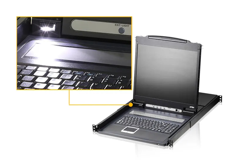 Aten Rackmount KVM Switch 8 Port VGA PS/2-USB w/ 19' LCD Display, 2x Custom KVM Cables Included,... - Image 3