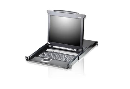 Aten Rackmount KVM Switch Single Rail 8 Port VGA PS/2-USB w/ 17' LCD Display, 2x Custom KVM Cable...