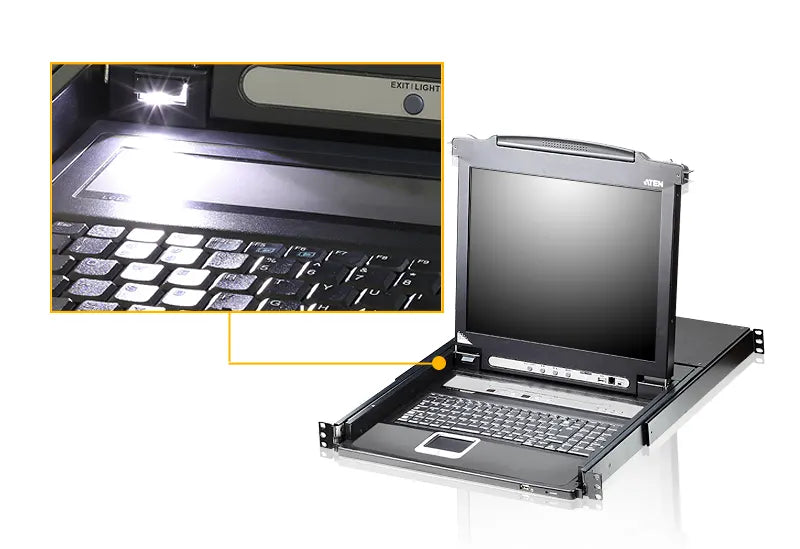 Aten Rackmount KVM Switch Single Rail 8 Port VGA PS/2-USB w/ 17' LCD Display, 2x Custom KVM Cable... - Image 3