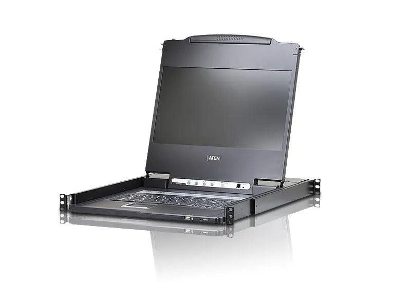 Aten Rackmount Single Rail LCD Console VGA,HDMI,DVI  VGA w/ 17.3' LCD Display, 1x Custom KVM Cabl...