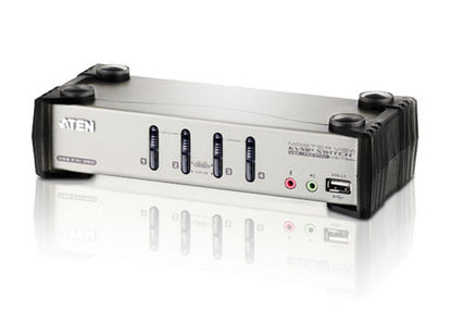 Aten Desktop KVMP Switch 4 Port Single Display VGA w/ audio  OSD, 4x Custom KVM Cables Included,...