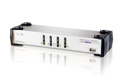 Aten Desktop KVMP Switch 4 Port Dual Display VGA w/ audio, 4x Custom KVM Cables Included, 2x USB...