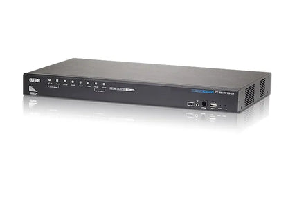 Aten Desktop KVM Switch 8 Port Single Display HDMI w/ Audio, 2x Custom KVM Cables Included, Casca...