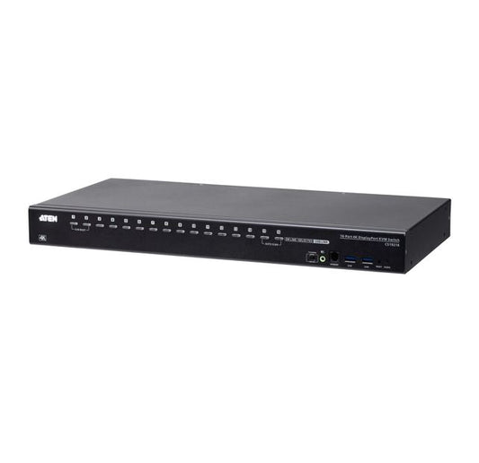 Aten CS19216, 16- Port USB3.0 4K DisplayPort KVM Switch, Superior video quality, Cascadable to tw...