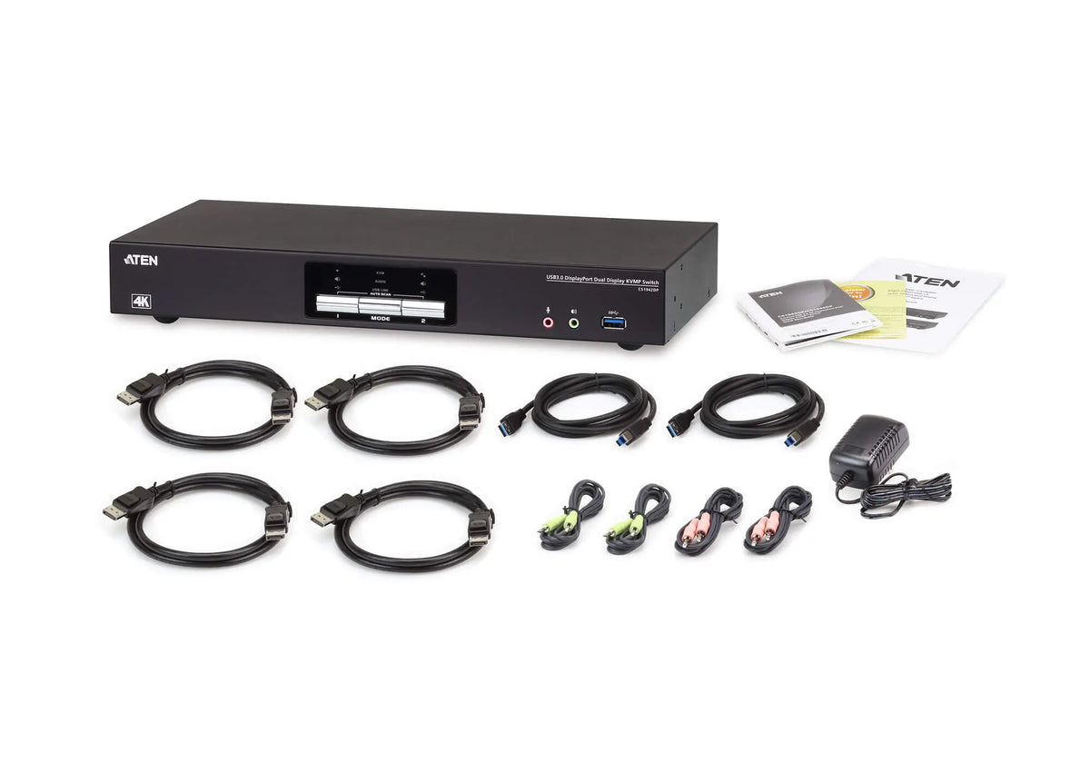 Aten Desktop KVMP Switch 2 Port Dual Display 4k DisplayPort w/ audio, Cables Included, 2x USB Por... - Image 4