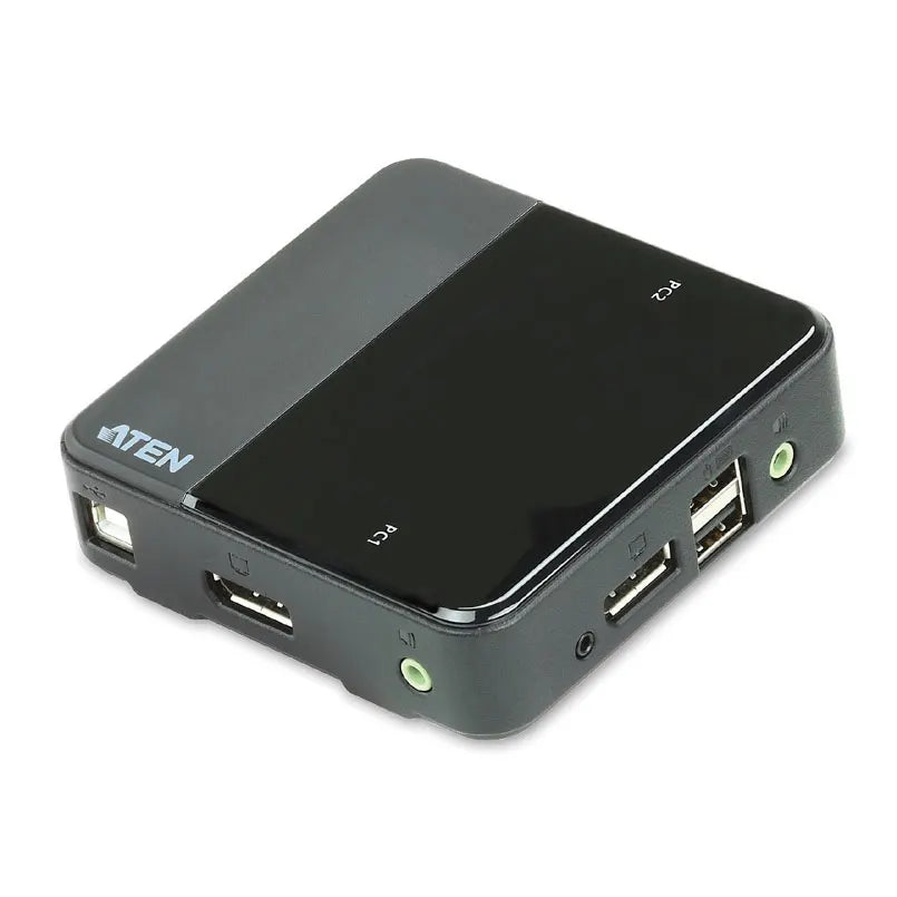 Aten Slim KVM Switch 2 Port Single Display DisplayPort w/ audio, Cables Included, Remote Port Sel...