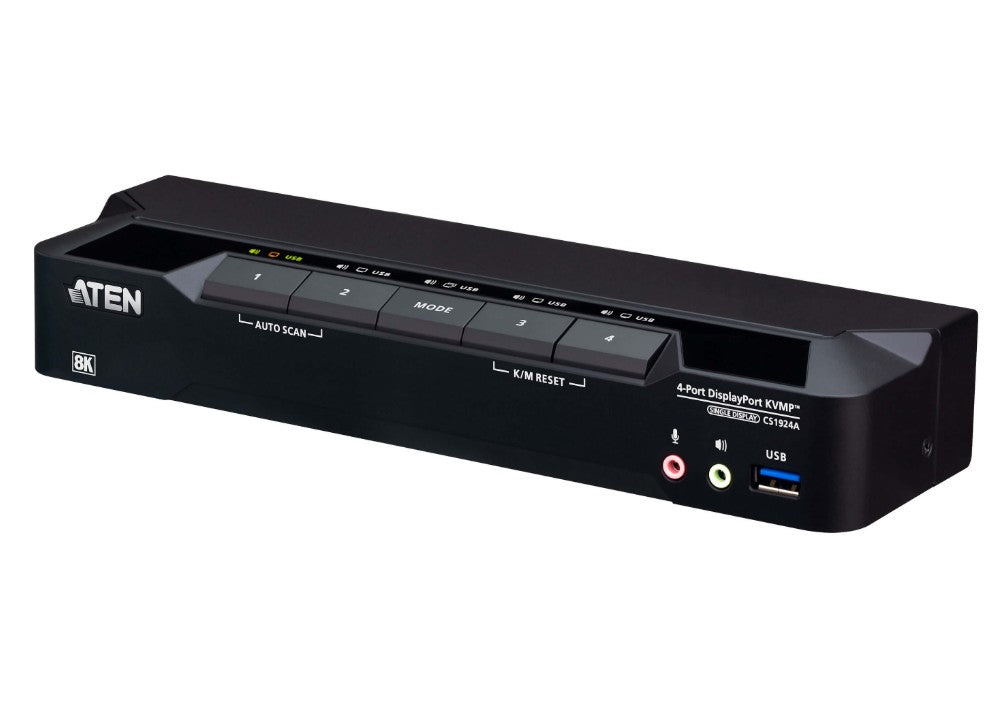 Aten Desktop 4-Port USB 3.0 8K DisplayPort KVMP™ Switch (Cables included) - KVM Switch  Video
