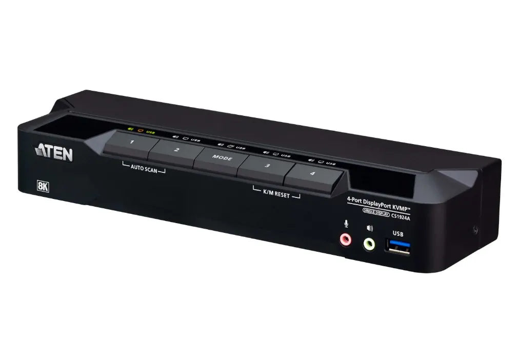 Aten Desktop 4-Port USB 3.0 8K DisplayPort KVMP™ Switch (Cables included) - KVM Switch  Video