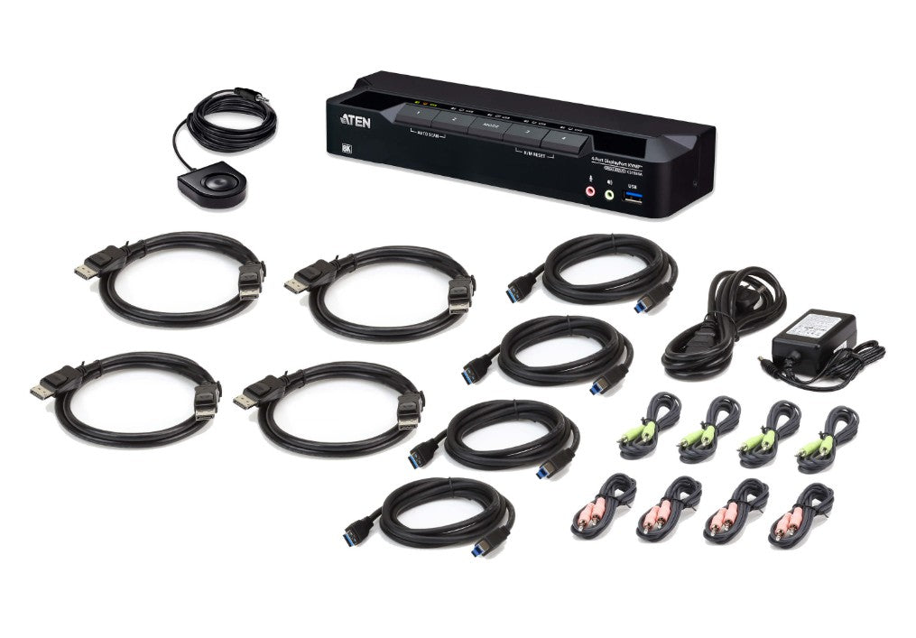 Aten Desktop 4-Port USB 3.0 8K DisplayPort KVMP™ Switch (Cables included) - KVM Switch  Video - Image 3
