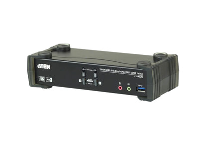 Aten Desktop KVMP Switch 2 Port Single to Dual Display 4k DisplayPort MST w/ audio, Cables Includ...