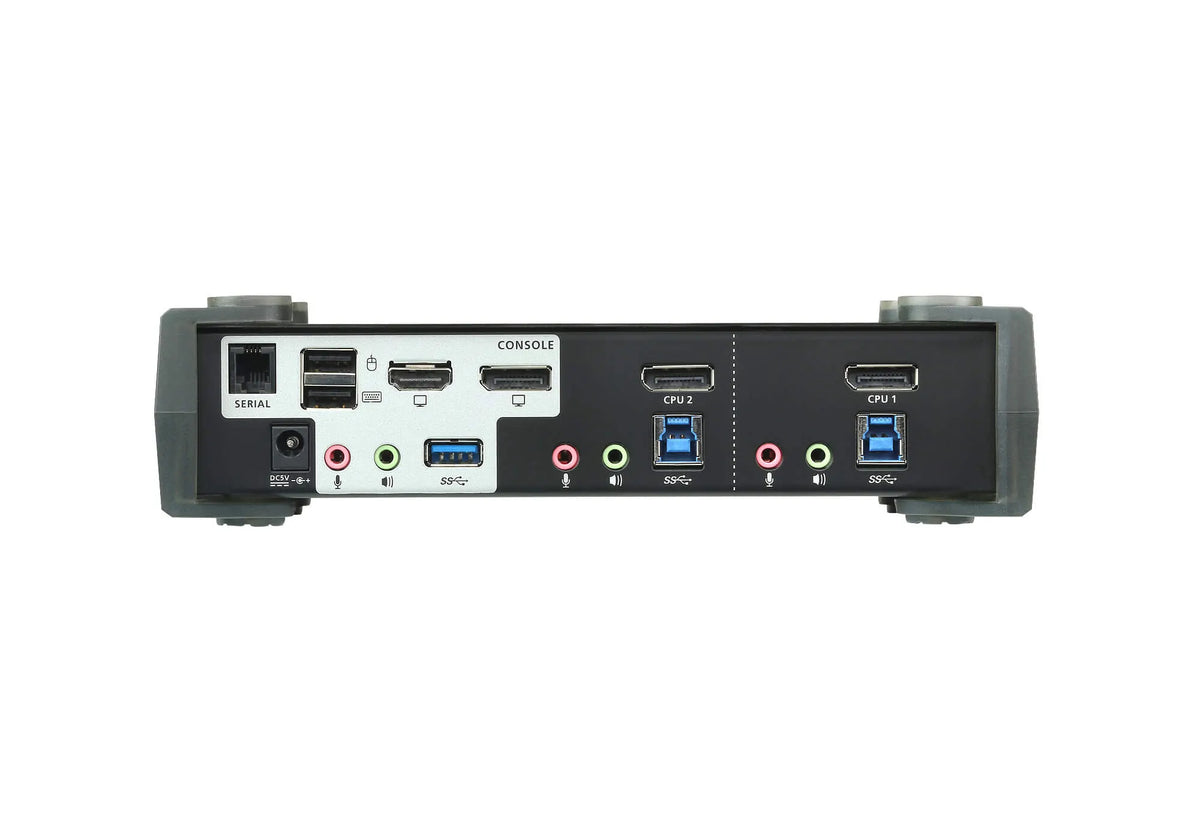 Aten Desktop KVMP Switch 2 Port Single to Dual Display 4k DisplayPort MST w/ audio, Cables Includ... - Image 2