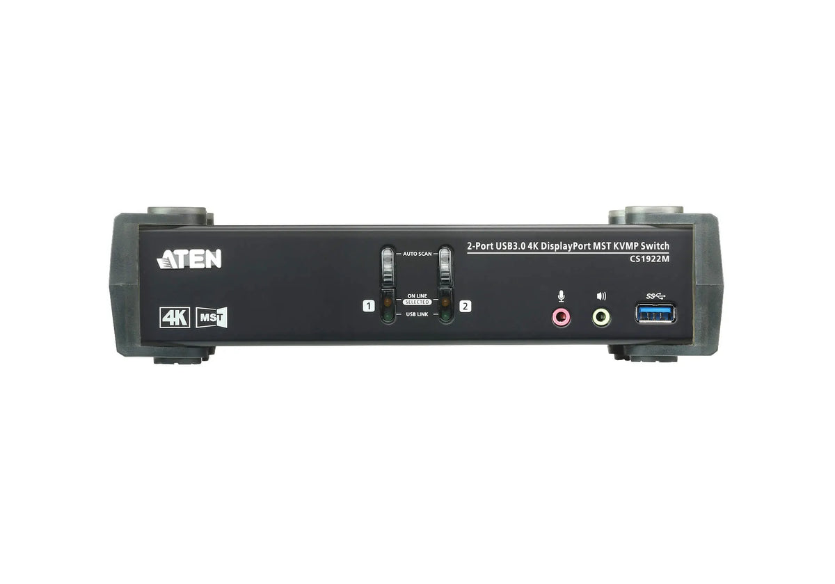 Aten Desktop KVMP Switch 2 Port Single to Dual Display 4k DisplayPort MST w/ audio, Cables Includ... - Image 3