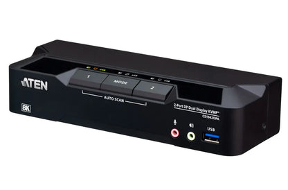 Aten Desktop 2-Port USB 3.0 8K DisplayPort Dual-Display KVMP™ Switch, Up to 7680 × 4320 @ 60 Hz,...