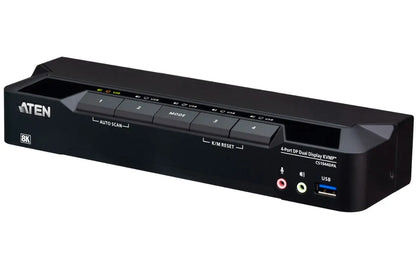 Aten Desktop 4-Port USB 3.0 8K DisplayPort Dual-Display KVMP™ Switch, Up to 7680 × 4320 @ 60 Hz,...