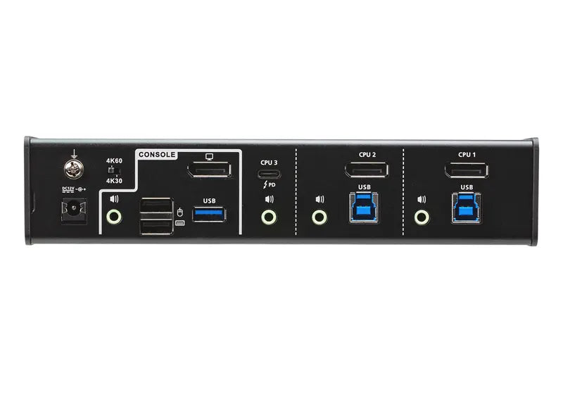 Aten 3-Port USB-C DisplayPort Hybrid KVMP Switch with 45W Power Delivery 3.0 - KVM Switch  Video - Image 3