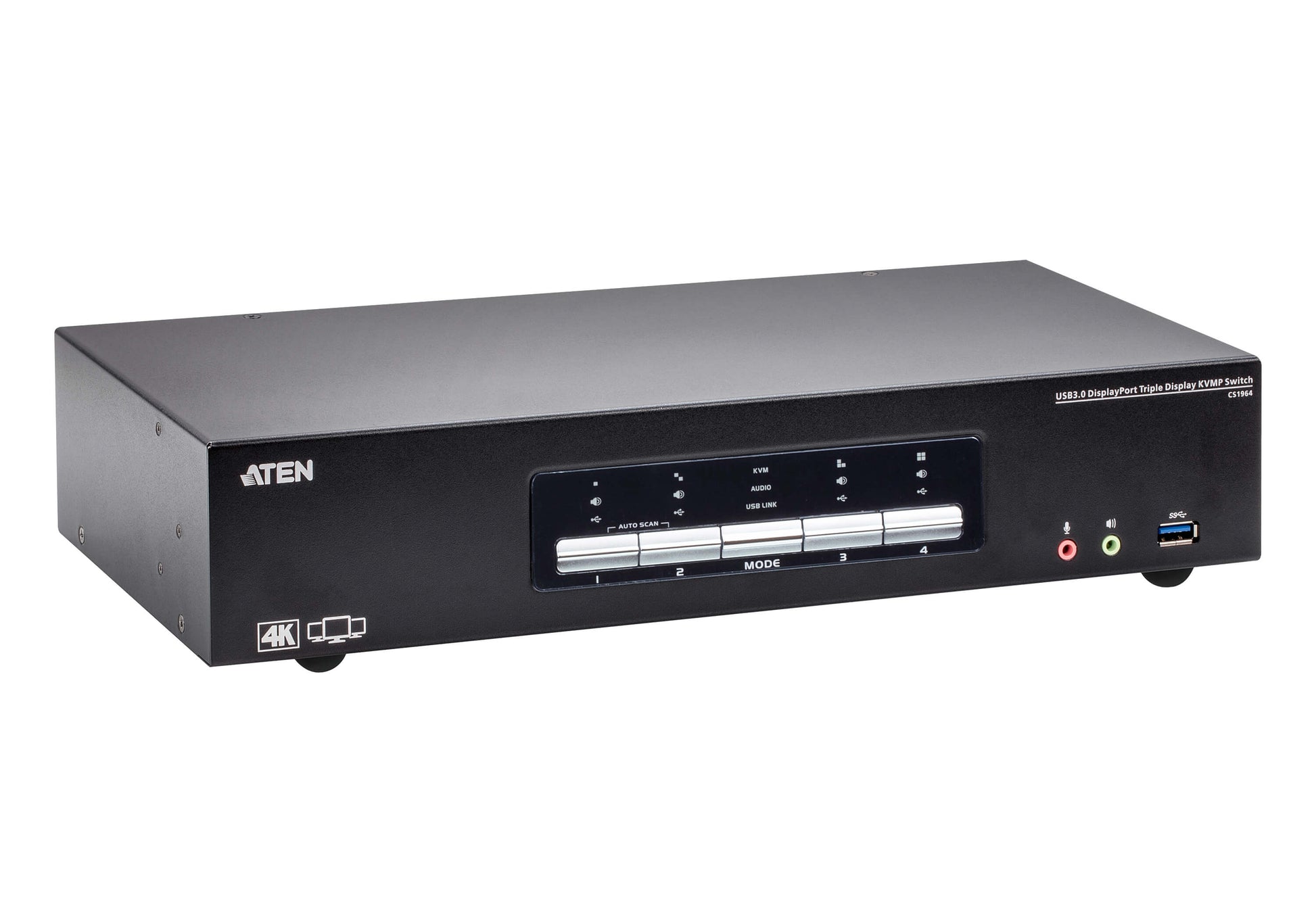 Aten Desktop KVMP Switch 4 Port Triple Display 4k DisplayPort w/ audio, Cables Included, 2x USB P... - Image 4
