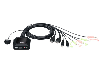 Aten 2 Port USB 4K @60Hz HDMI Cable KVM Switch with Remote Port Selector - KVM Switch  Video