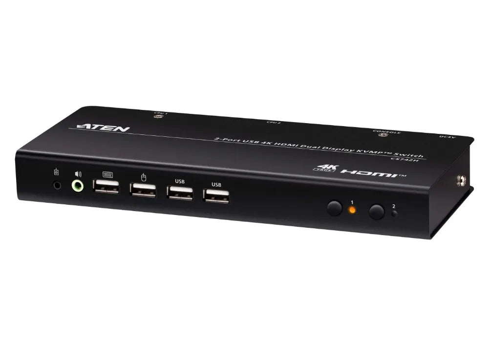 Aten Desktop 2-Port USB 4K HDMI Dual-Display KVMP™ Switch, up to 4096 x 2160 @ 60 Hz, Video DynaS...