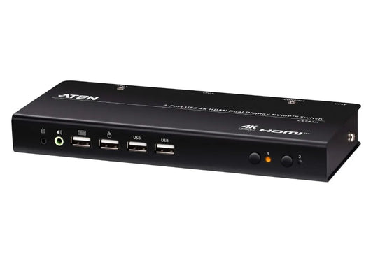 Aten Desktop 2-Port USB 4K HDMI Dual-Display KVMP™ Switch, up to 4096 x 2160 @ 60 Hz, Video DynaS...
