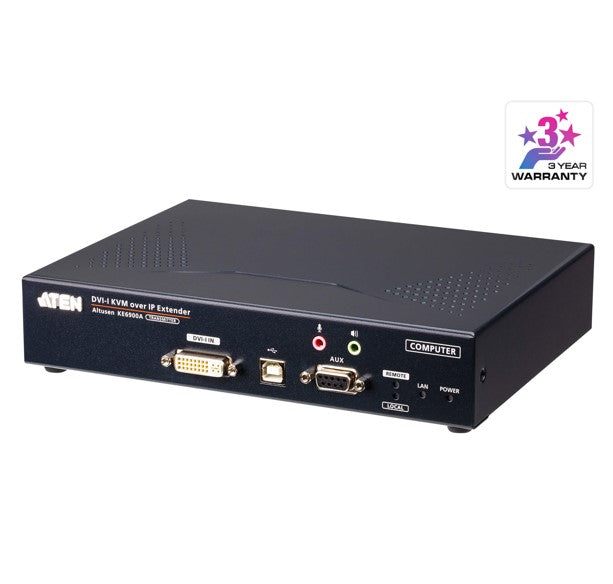 Aten DVI Single Display KVM over IP Transmitter with SFP Fibre Optic network Connection - KVM Swi...
