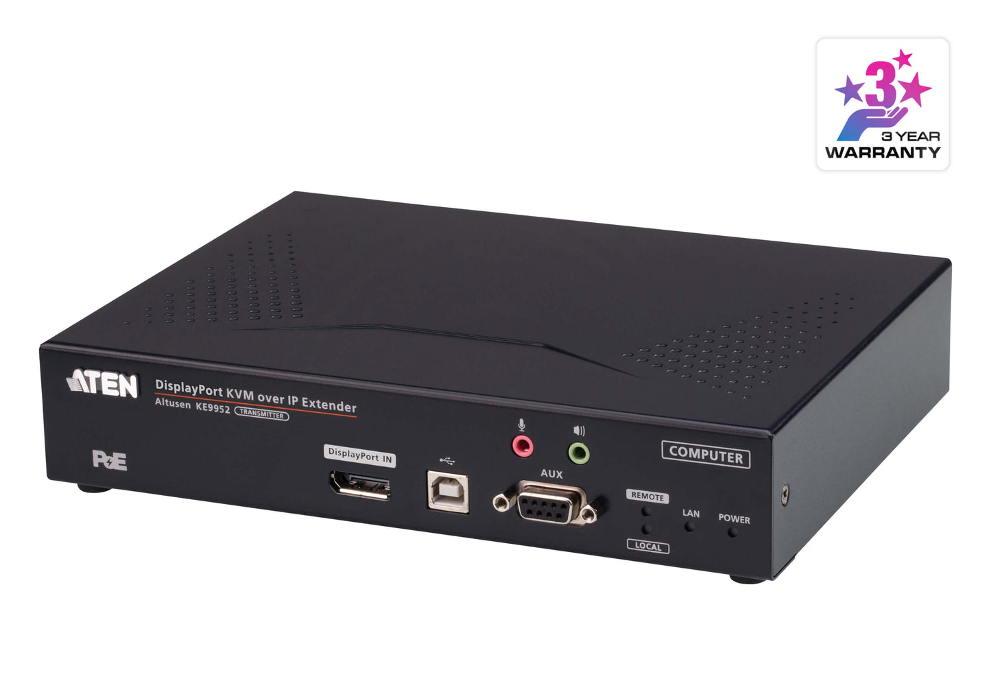 Aten 4K DP Single Display KVM over IP Transmitter with Power over Ethernet, power adapter not inc...