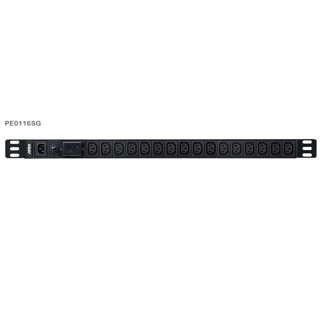 Aten 0U Basic PDU with Surge Protection, 16x IEC Sockets, 10A Max, 100-240VAC, 50-60HZ, Overcurre...