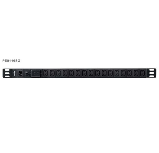 Aten 0U Basic PDU with Surge Protection, 16x IEC Sockets, 10A Max, 100-240VAC, 50-60HZ, Overcurre...