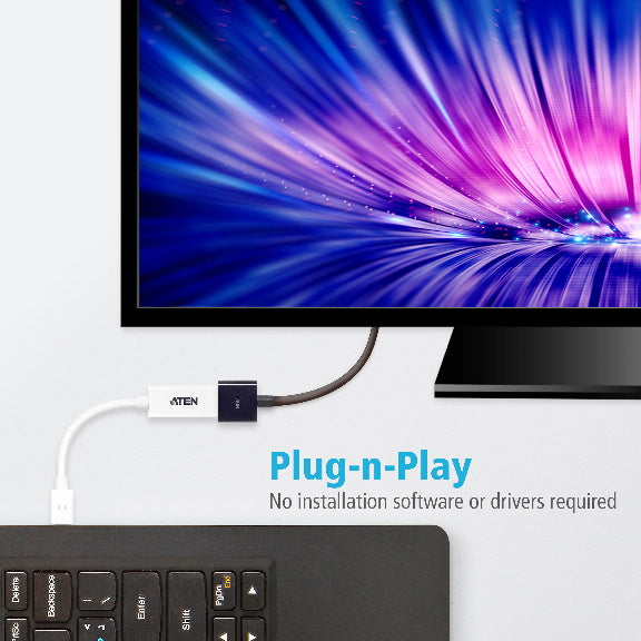 Aten Mini DisplayPort to HDMI Adapter, Supports VGA, SVGA, XGA, SXGA, UXGA and resolutions up to... - Image 2