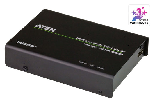 Aten HDMI HDBaseT Receiver, supports up to 4096 x 2160 @ 30 Hz (4:4:4) @ 70m (Cat 5e/6) and 100m...