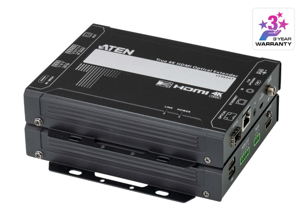 Aten True 4K HDMI Multi-mode Optical Extender 4K @ 300m - (4K@300m (K1, MM)), Lossless transmissi...