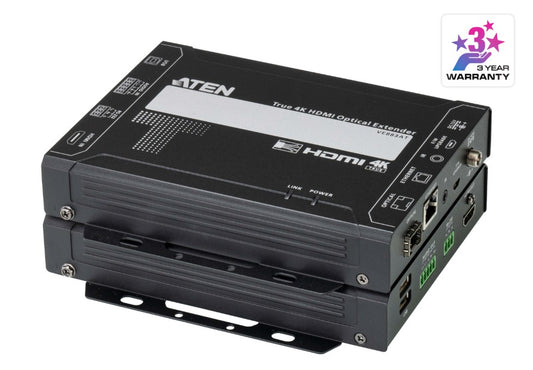 Aten True 4K HDMI Multi-mode Optical Extender 4K @ 300m - (4K@300m (K1, MM)), Lossless transmissi...