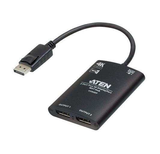Aten VS92DP Video Splitter 2-Port True 4K resolution for dual output, up to 3840x2160@30 Hz, Disp...