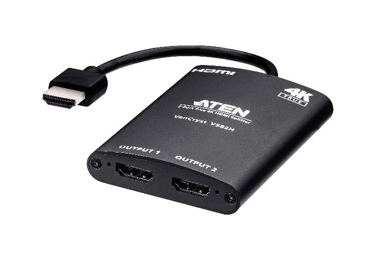 Aten Video Splitter 2 Port HDMI True 4K Compact Splitter, USB powered, auto-downscaling feature,...