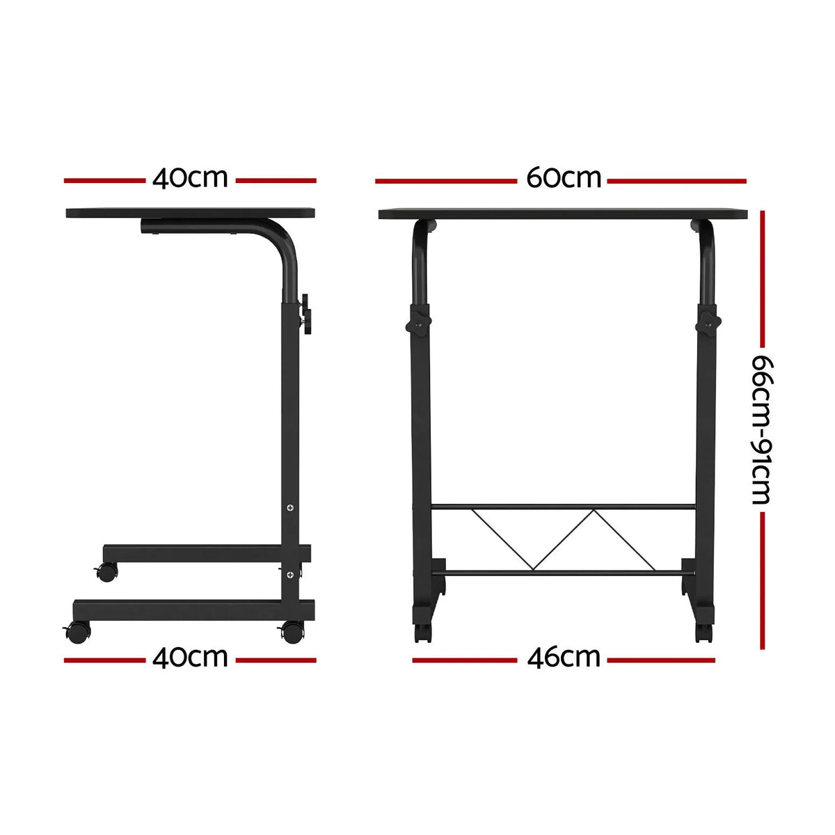 Artiss Laptop Desk Table Adjustable 60CM Black - Image 2