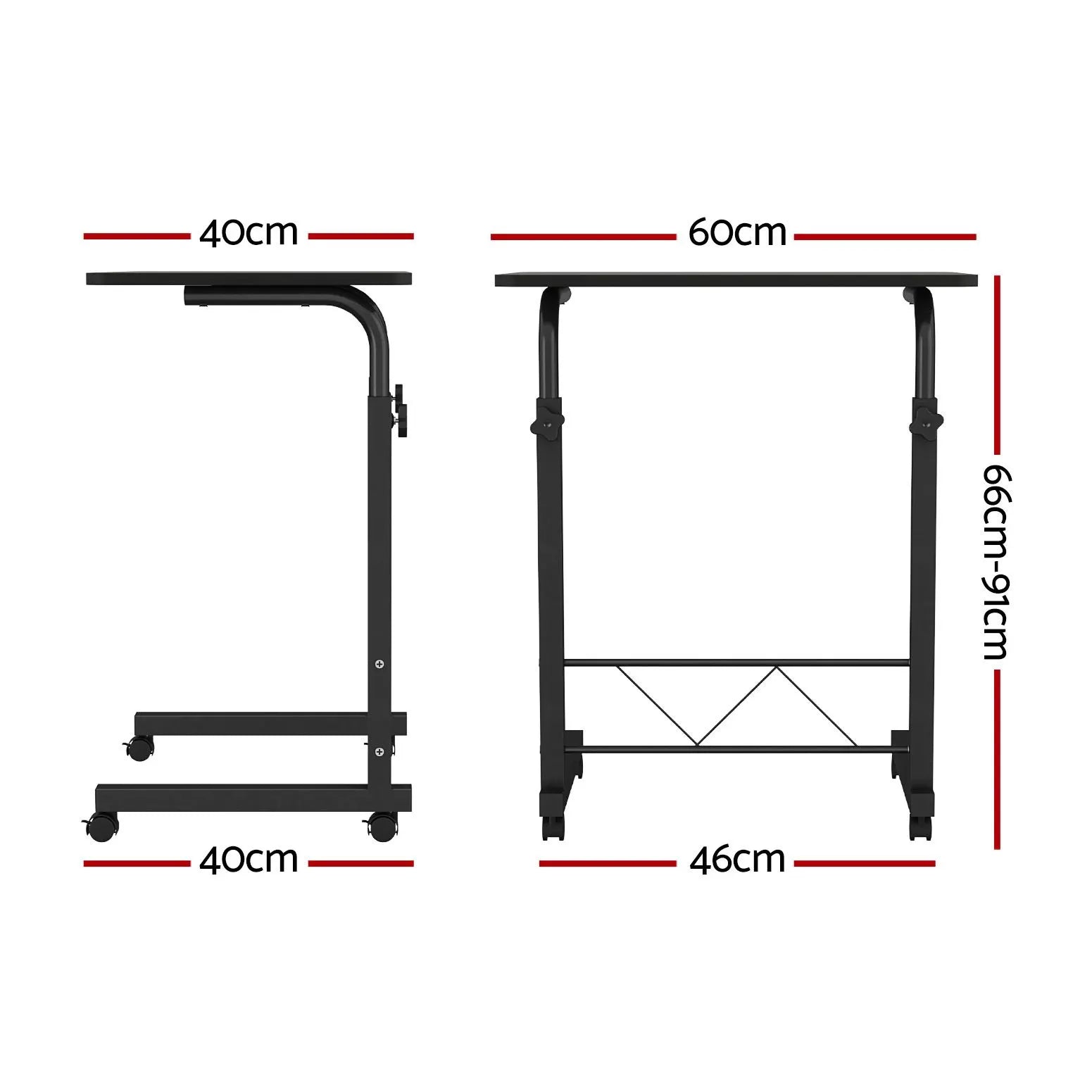 Artiss Laptop Desk Table Adjustable 60CM Black - Image 2