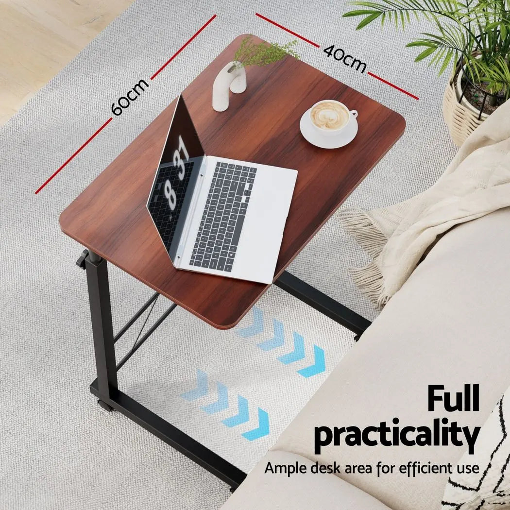 Artiss Laptop Desk Table Adjustable 60CM Dark Wood - Image 5