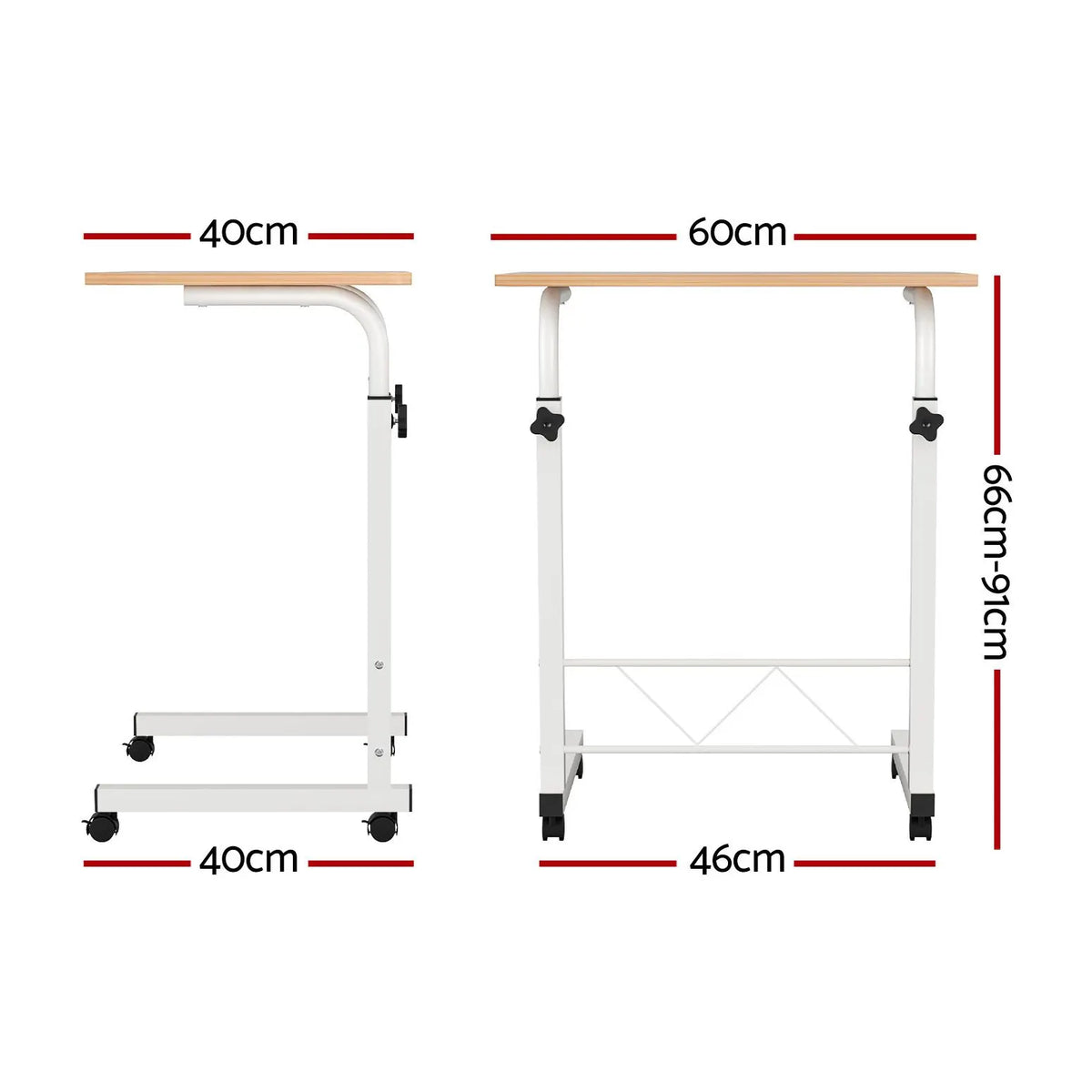 Artiss Laptop Desk Table Adjustable 60CM Light Wood - Image 2