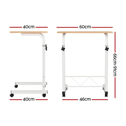 Artiss Laptop Desk Table Adjustable 60CM Light Wood - Image 2