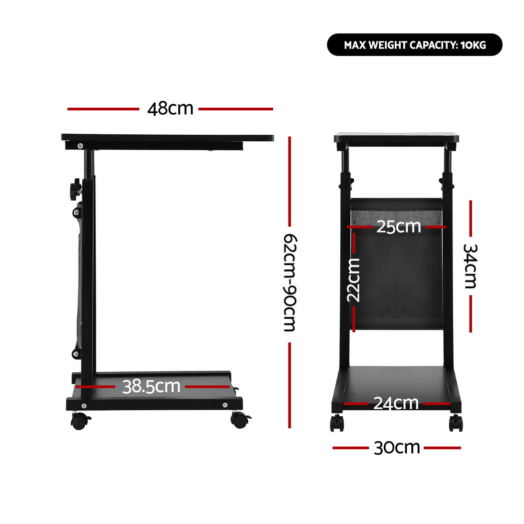 Artiss Laptop Desk Height Adjustable Mobile Workstation Computer Desks 48CM Black - Image 2