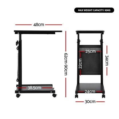 Artiss Laptop Desk Height Adjustable Mobile Workstation Computer Desks 48CM Black - Image 2
