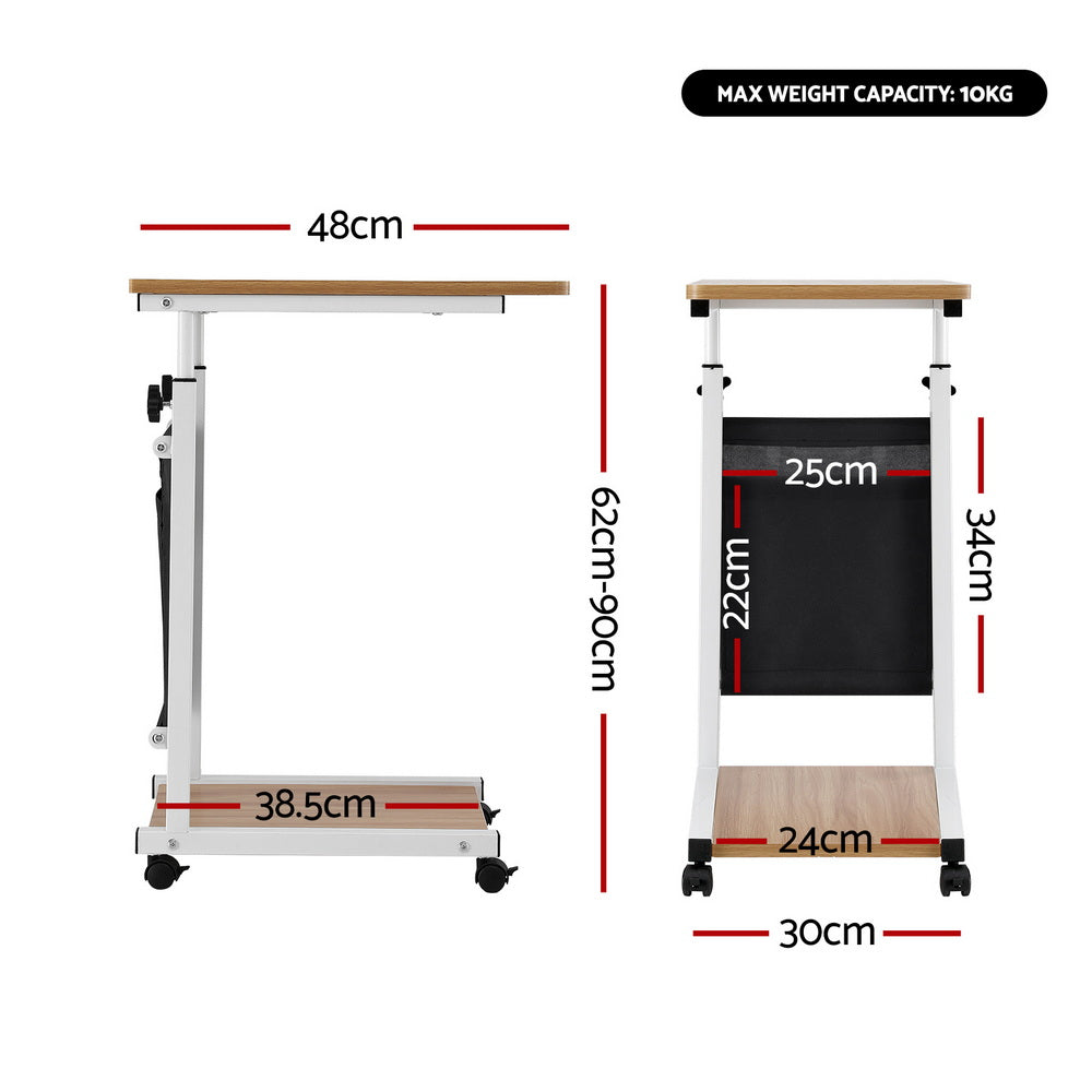 Artiss Laptop Desk Height Adjustable Mobile Workstation Computer Desks 48CM Oak - Image 2