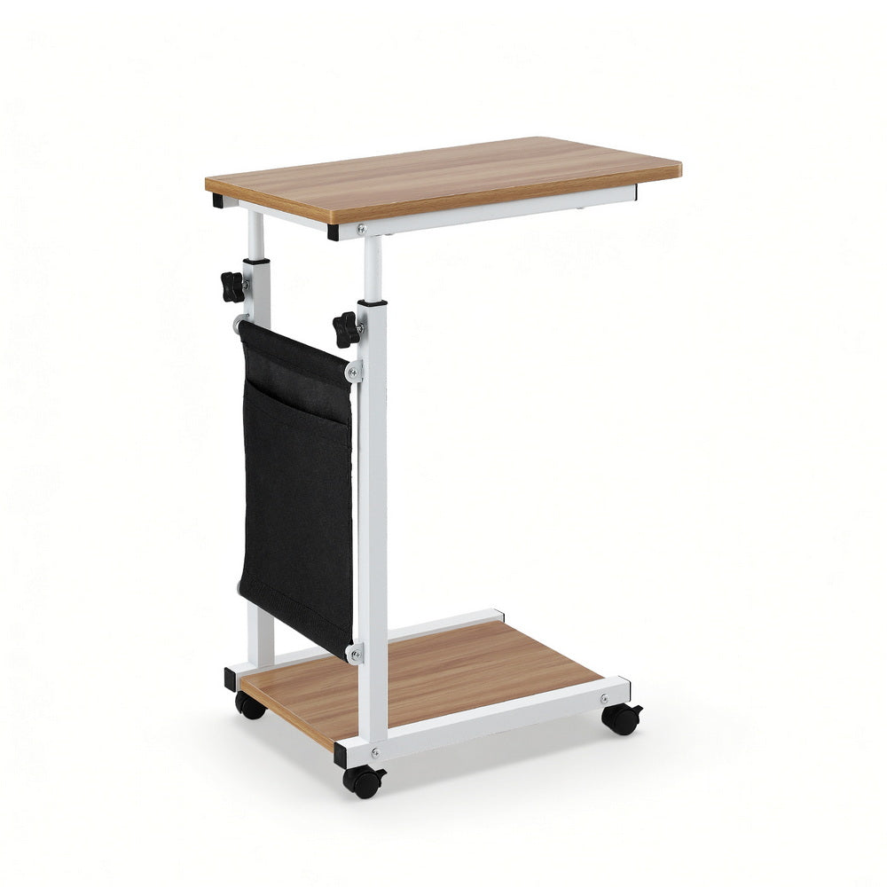 Artiss Laptop Desk Height Adjustable Mobile Workstation Computer Desks 48CM Oak - Image 3