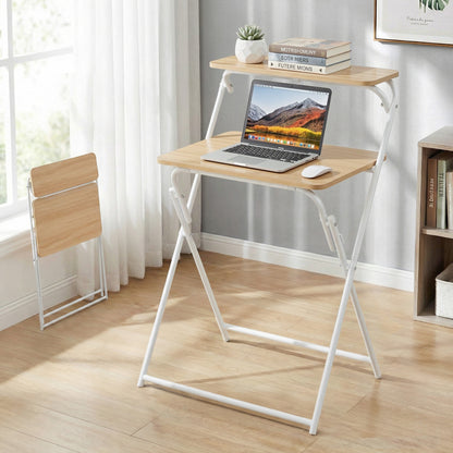 Artiss Laptop Desk Computer Foldable Study Desk Home Office Oak - Image 9